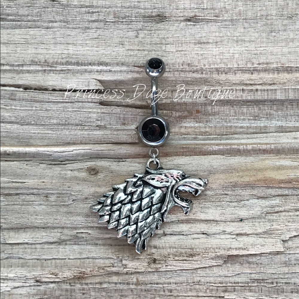 Black Double Gem Game Of Thrones Belly Button Ring‎